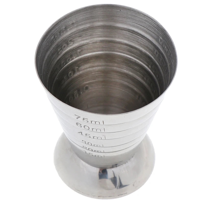 Jigger מדידה מנירוסטה עם סימונים מובנים – 15 עד 75 מ״ל